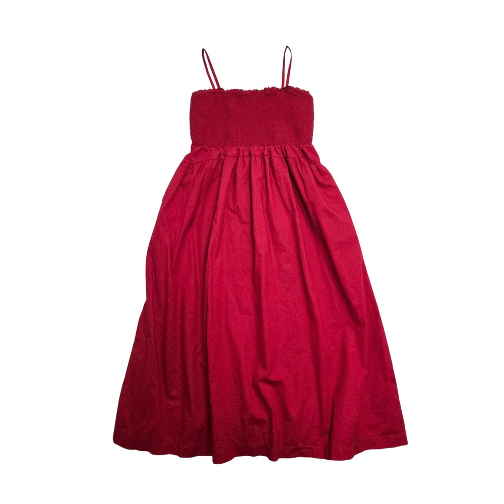 Old Navy Womens Smocked Bodice Maxi Dress‎ Cordovan Red Cotton Large 485106-00